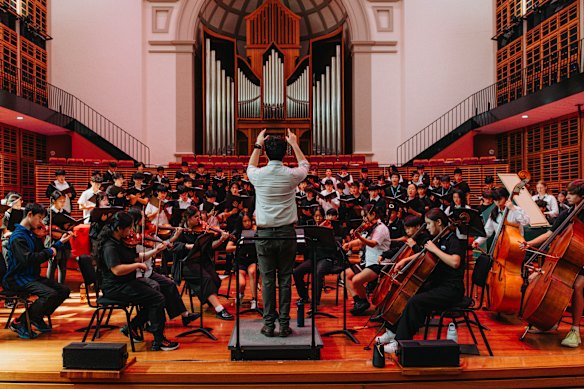 artists Rehearsing Vivaldi inside Verbrugghen Hall on the school&rsquo;s campus.