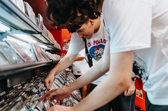 Red Eye Records customer Aidan Mulholland looking through albums this week.