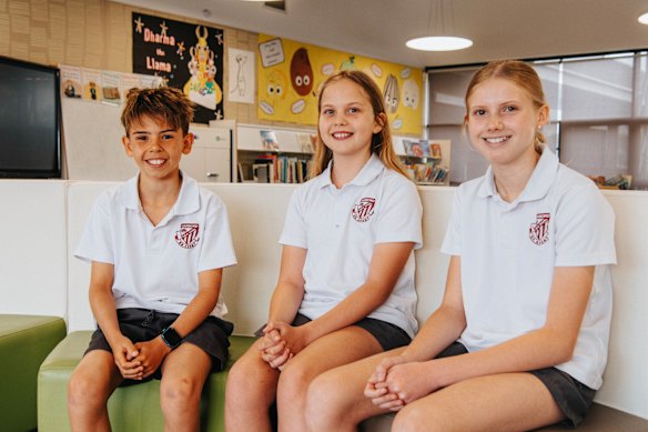 Eli Wegenaar with classmates at Harbord Public School.