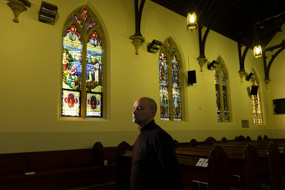 Rev Matt Stedman at Camden’s St John’s Anglican Church, consecrated in 1849.  