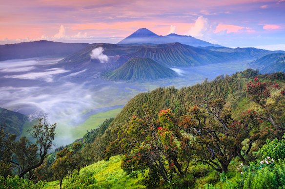 Brooding Mount Bromo is an active volcano in East Java.