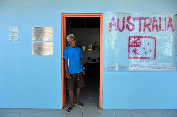 Fernando de Carvalho at the house behind where the bodies of the Australian-based journalists, known as the Balibo Five, were burnt.