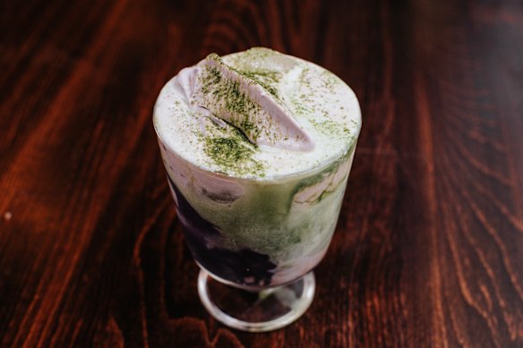 Iced ube matcha latte.