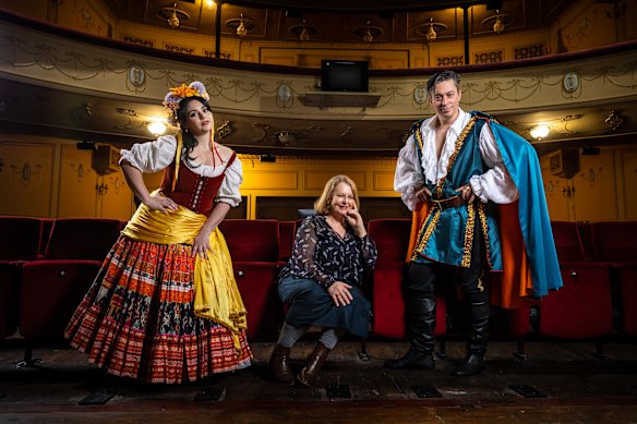 Performers Rebecca Rashleigh and Christopher Tonkin with Suzanne Chaundy, director of The Rake Punished, which is playing at the Athenaeum.