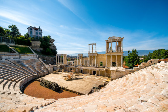 Theatre of Philippopolis, the ancient Roman theatre of Plovdiv, Bulgaria. 