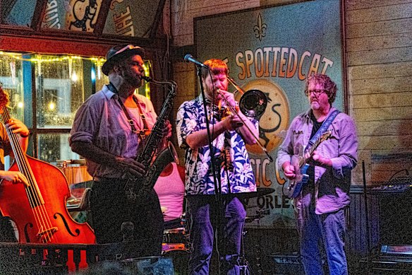 The Little Big Horns band playing at The Spotted Cat Music Club in Frenchmen Street, New Orleans.