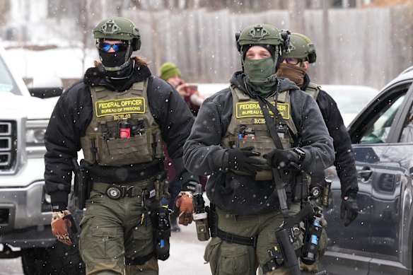 Federal Enforcement officers in St. Paul, Minnesota, on Friday.