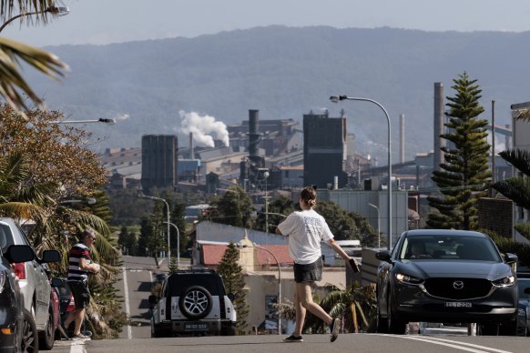 The Port Kembla steelworks, seen from the top of the town’s high street.