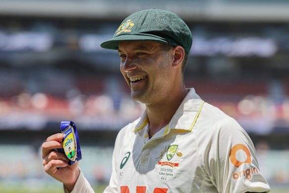 Fittingly, Alex Carey was man of the match in his home town Test match.