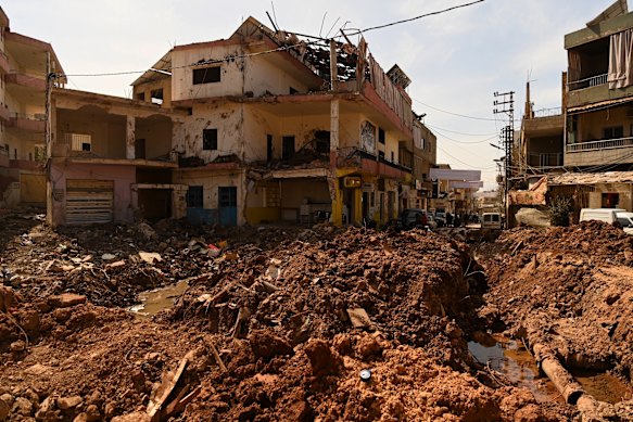 The destruction in the town is immense.