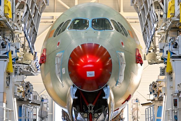 Qantas’ newest plane is advancing through the production process at the Airbus factory in Toulouse, France.