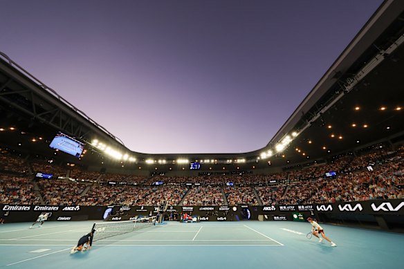 The scene from Rod Laver Arena on Friday night.