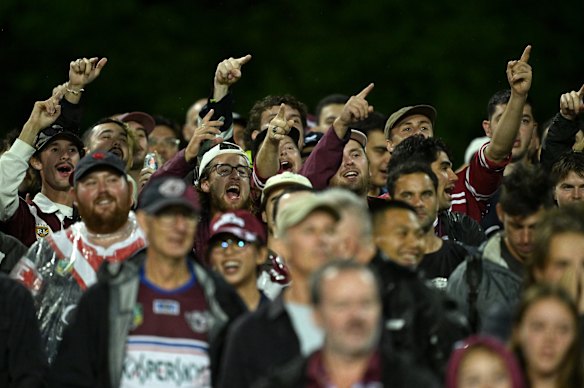 Manly fans boo Daly Cherry-Evans at Brookvale on Thurday night.