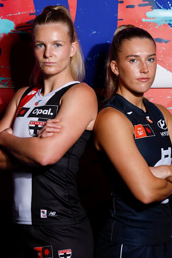 St Kilda’s Serene Watson and Carlton’s Abbie McKay.