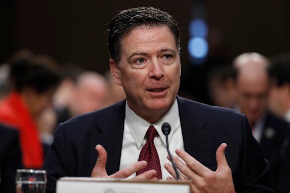 FILE - Former FBI director James Comey speaks during a Senate Intelligence Committee hearing on Capitol Hill, in Washington, June 8, 2017.  (AP Photo/Andrew Harnik, File)