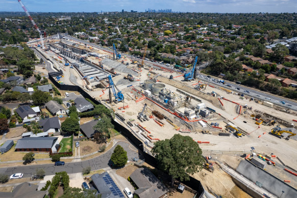 The North East Link construction site in Melbourne.