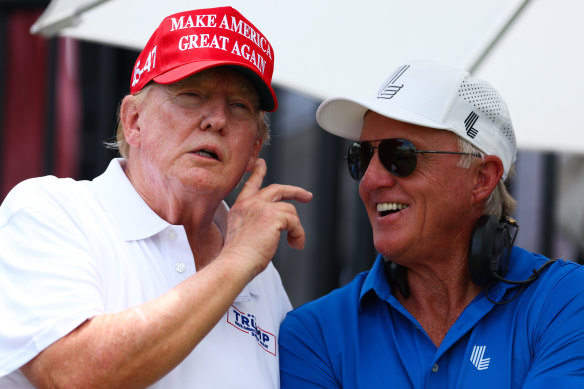 Greg Norman with Donald Trump in April 2024.