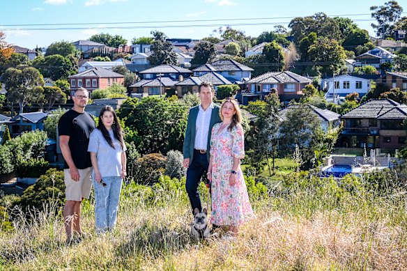 Jai and Caitlyn Hickey, Lincoln Merlo and Ashlee Richardson are residents of Essendon West who reckon they should be part of Aberfeldie instead.