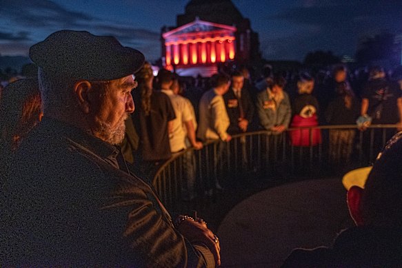 Anzac Day dawn service at the Shrine of Remembrance in Melbourne.
