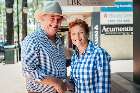 Pauline Hanson and Barnaby Joyce in Tamworth.