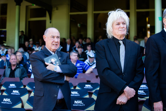 Former Holman Barnes Group director Tony Andreacchio with current chair Dennis Burgess back in 2021.