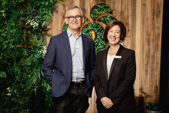 Former Woolworths boss Brad Banducci and the retailer’s current chief executive Amanda Bardwell.