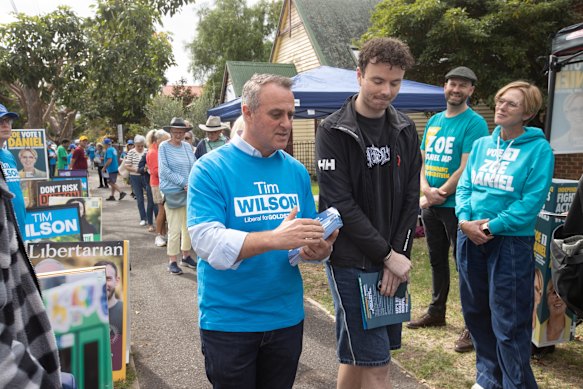 Wilson took back the seat of Goldstein from teal independent Zoe Daniel (right) in 2022, following measures such as abandoning the traditional dark blue colour for Liberal branding and instead selecting his own azure hue.