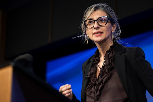 United Nations special rapporteur Francesca Albanese at the National Press Club in Canberra in November 2023. 