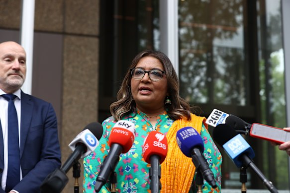 Senator Mehreen Faruqi outside the Federal Court in Sydney last year.