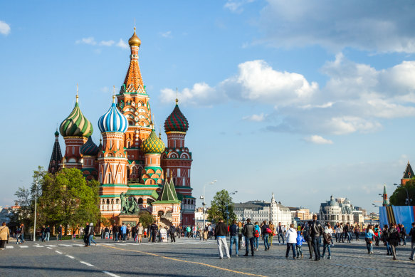 Saint Basil’s Cathedral successful  Red Square, Moscow. Visiting the world’s largest state  is not an enactment    close    now.