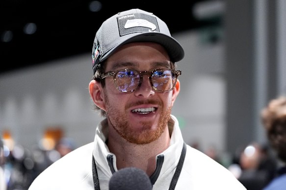 Michael Dockson conducts interviews ahead of the biggest game of his NFL career - Monday’s Super Bowl.