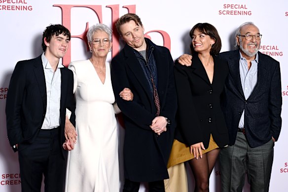 Brooks, far right, with Spike Fearn, Jamie Lee Curtis, Jack Lowden and Emma Mackey in London last month.