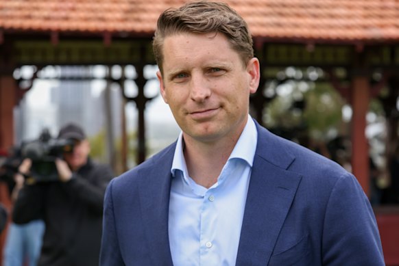 Andrew Hastie after a press conference in Perth on Saturday.