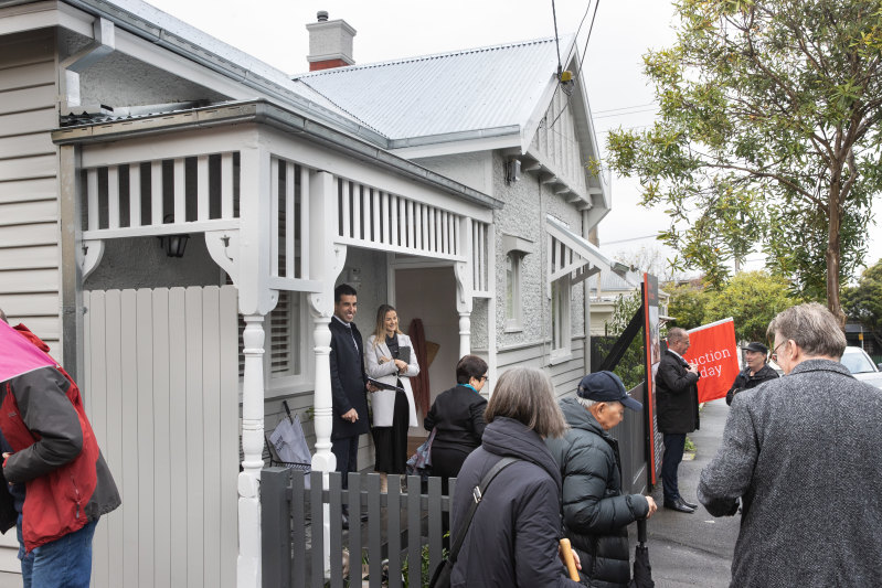 A crowd gathered for the auction in Clifton Hill.