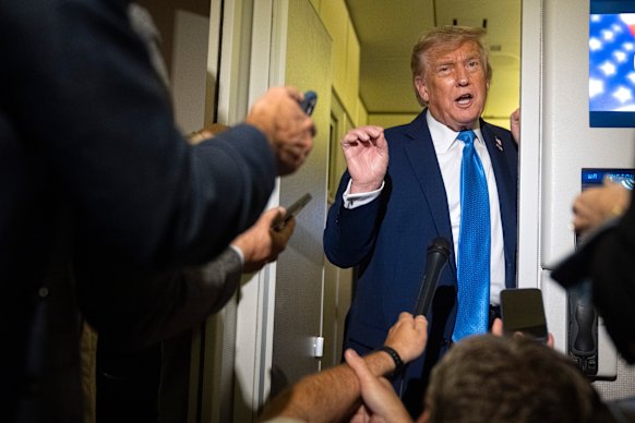 Trump on board Air Force One after leaving last week’s G7 summit in Canada early.