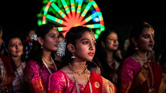 Dancers wait backstage to perform at a Diwali festival in Blacktown, NSW. Australia’s Indian-born community has reached 971,000 