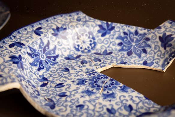 Decorative blue plates used by servants working at Government House in the early days of settlement.