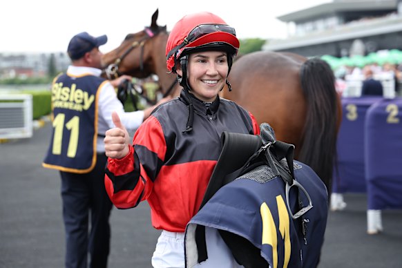 Jubilant jockey Amy McLucas.