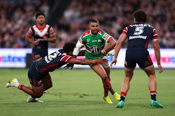Latrell Mitchell in action on Friday night.