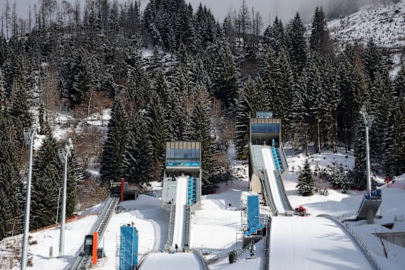 The stadium in Predazzo where ski jumping will take place for the 2026 Milano Cortina Olympics.