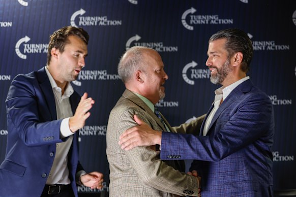 Donald Trump Jr, right, at an event with Kirk, left, in March.