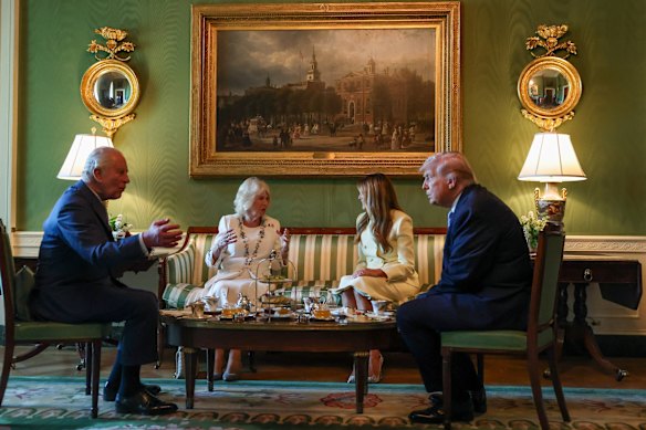 The Trumps and the royals sit down for tea in the White House.