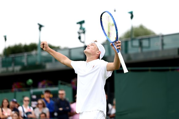Cruz Hewitt said it was “special” to win his first-ever match at Wimbledon, where his father won the 2002 men’s title.