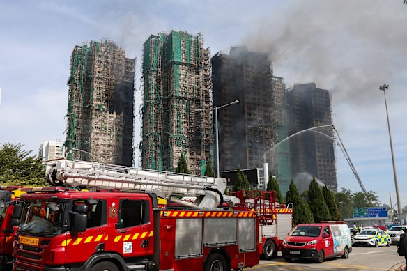 Fire and rescue services working on the fire.