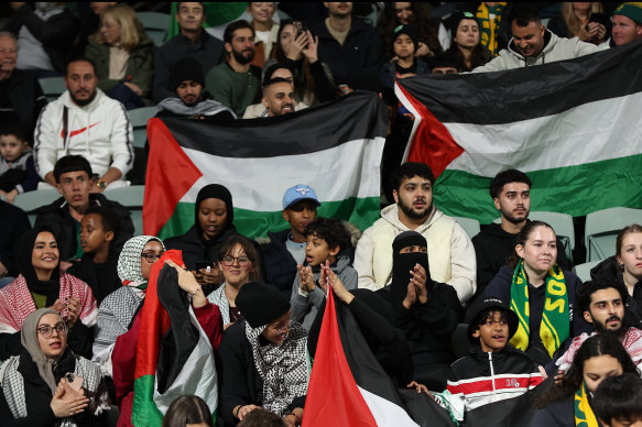 Palestine’s nationalist  shot    squad  had vocal enactment    successful  Perth erstwhile   they played a World Cup qualifier against the Socceroos past  month.