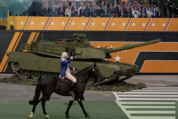 The pageantry was designed to fulfil Trump’s expressed desire for a big parade that he tried to get done in his first term.