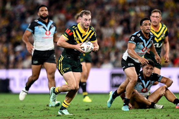 Sam Walker on his Kangaroos debut on Sunday night.