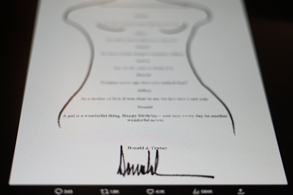The letter was included in a book reportedly organised by Epstein associate Ghislaine Maxwell for the disgraced financier&rsquo;s birthday in 2003.