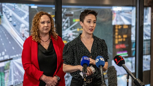 Roads and Road Safety Minister Melissa Horne and Minister for Transport Infrastructure Gabrielle Williams.