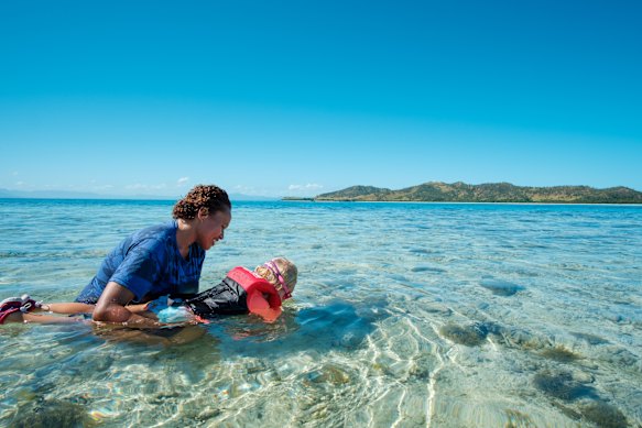Snorkelling fun at Malolo Island resort in Fiji.